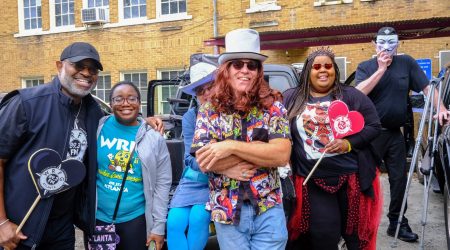 2025-10-19 WRFG - L5P Halloween Parade - Curtis Byrd, Erica Mobley, Kim and Dave Chamberlain, Laverne Perry, John Askins